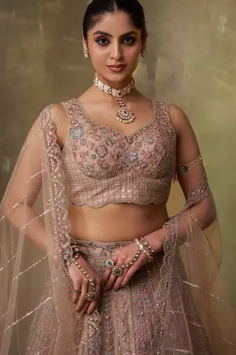 Embellished Sequinned Semi-Stitched Lehenga & Unstitched Blouse With Dupatta
