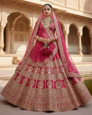 Embroidered Semi-Stitched Lehenga & Unstitched Blouse With Dupatta 1