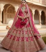 Embroidered Semi-Stitched Lehenga & Unstitched Blouse With Dupatta