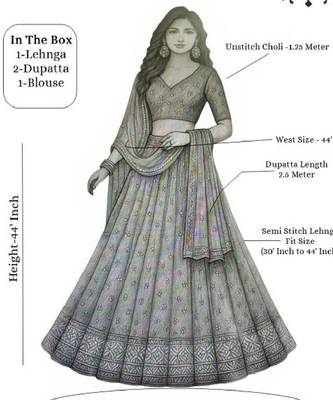 Embroidered Semi-Stitched Lehenga & Unstitched Blouse With Dupatta 3