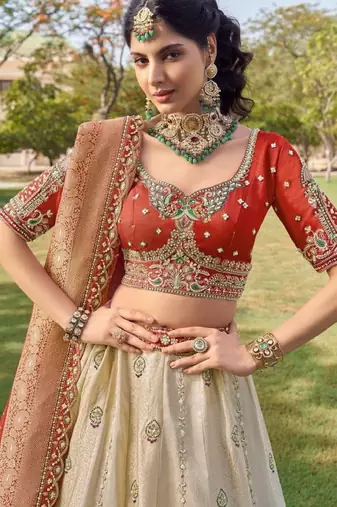 Semi-Stitched Lehenga & Unstitched Blouse With Dupatta