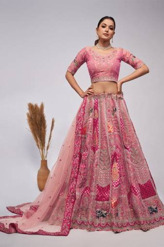 Embroidered Sequinned Semi-Stitched Lehenga & Unstitched Blouse With Dupatta