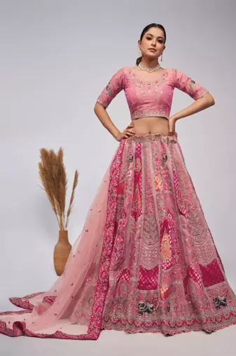 Embroidered Sequinned Semi-Stitched Lehenga & Unstitched Blouse With Dupatta