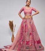 Embroidered Sequinned Semi-Stitched Lehenga & Unstitched Blouse With Dupatta