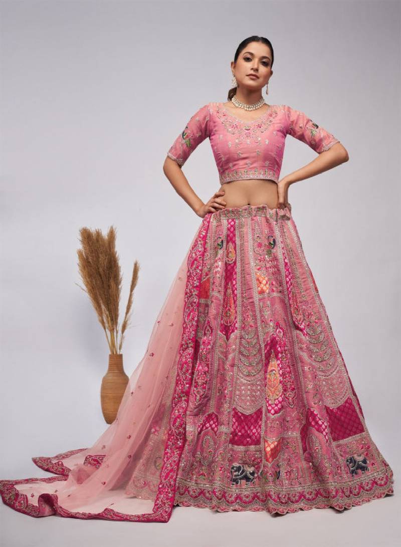 Embroidered Sequinned Semi-Stitched Lehenga & Unstitched Blouse With Dupatta
