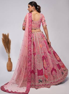 Embroidered Sequinned Semi-Stitched Lehenga & Unstitched Blouse With Dupatta 3
