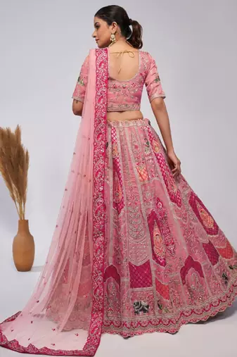 Embroidered Sequinned Semi-Stitched Lehenga & Unstitched Blouse With Dupatta