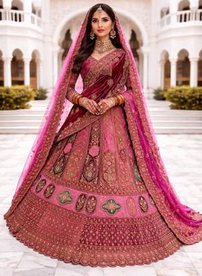 Embellished Semi-Stitched Lehenga & Unstitched Blouse With Dupatta 1