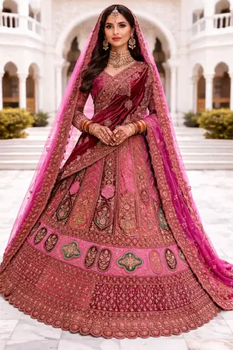 Embellished Semi-Stitched Lehenga & Unstitched Blouse With Dupatta