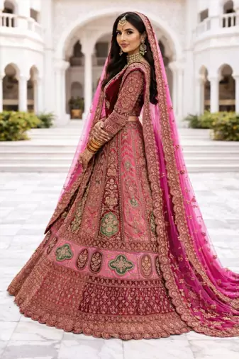 Embellished Semi-Stitched Lehenga & Unstitched Blouse With Dupatta