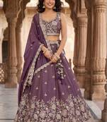 Embroidered Sequinned Semi-Stitched Lehenga & Unstitched Blouse With Dupatta