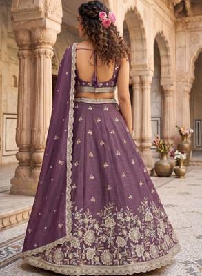 Embroidered Sequinned Semi-Stitched Lehenga & Unstitched Blouse With Dupatta 4
