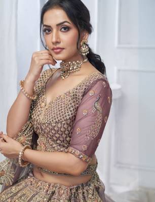 Embroidered Net Sequinned Semi-Stitched Lehenga & Unstitched Blouse With Dupatta 3