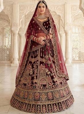 Embroidered Semi-Stitched Lehenga & Unstitched Blouse With Dupatta 1