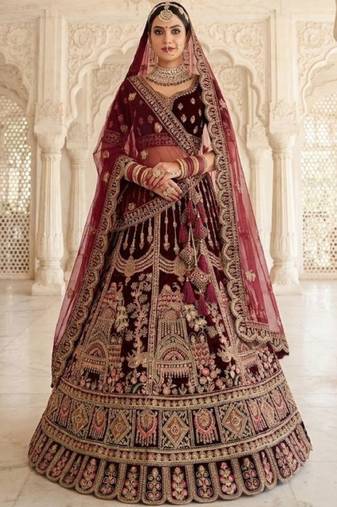 Embroidered Semi-Stitched Lehenga & Unstitched Blouse With Dupatta