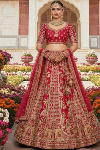Embellished Semi-Stitched Lehenga & Blouse With Dupatta