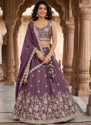 Embellished Sequinned Semi-Stitched Lehenga & Unstitched Blouse With Dupatta 1