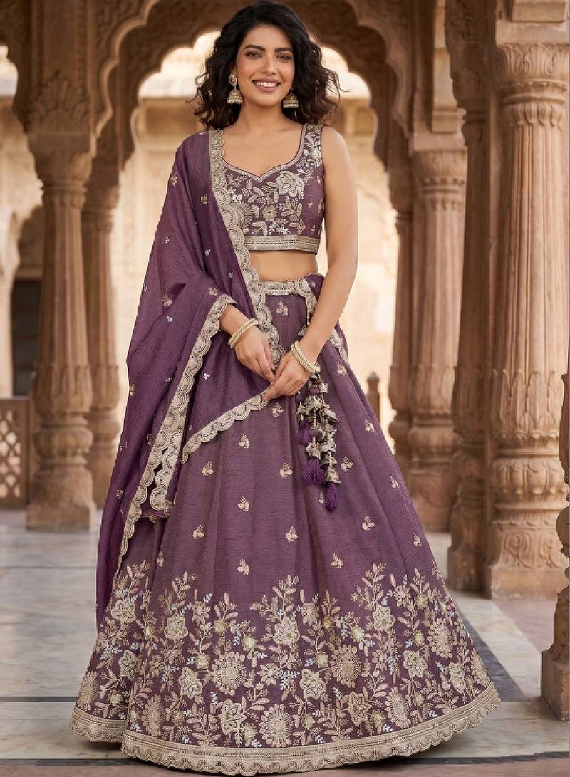 Embellished Sequinned Semi-Stitched Lehenga & Unstitched Blouse With Dupatta
