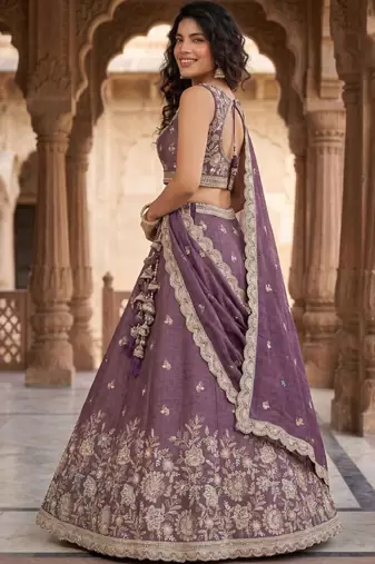 Embellished Sequinned Semi-Stitched Lehenga & Unstitched Blouse With Dupatta