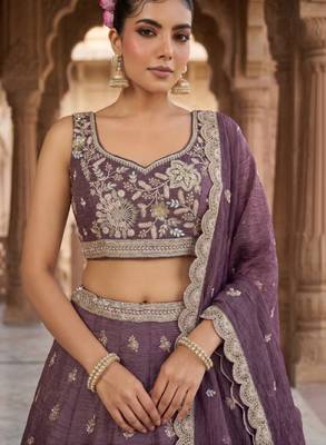 Embellished Sequinned Semi-Stitched Lehenga & Unstitched Blouse With Dupatta 3