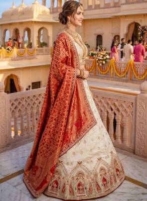 Embroidered Semi-Stitched Lehenga & Unstitched Blouse With Dupatta 2