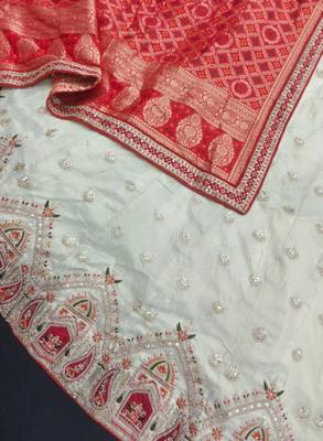 Embroidered Semi-Stitched Lehenga & Unstitched Blouse With Dupatta 3