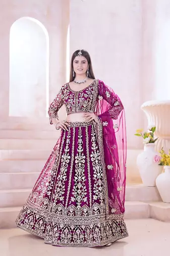 wine bridal lehenga
