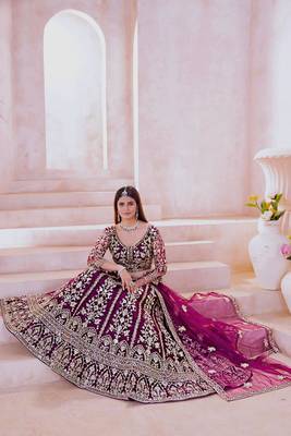 wine bridal lehenga 3