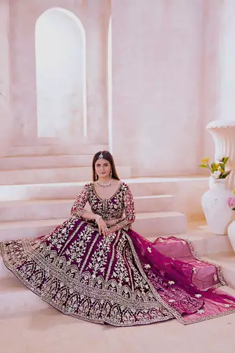 wine bridal lehenga