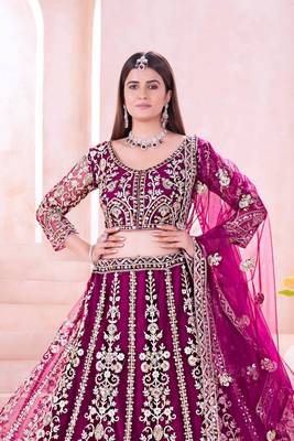 wine bridal lehenga 4