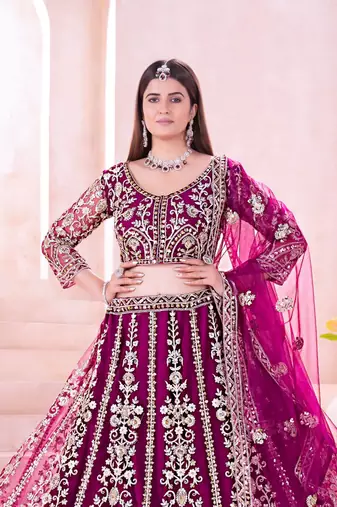 wine bridal lehenga