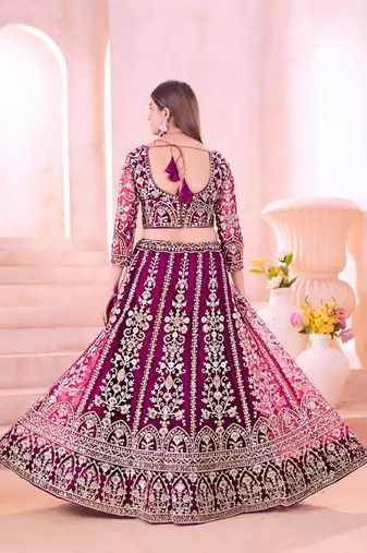 wine bridal lehenga