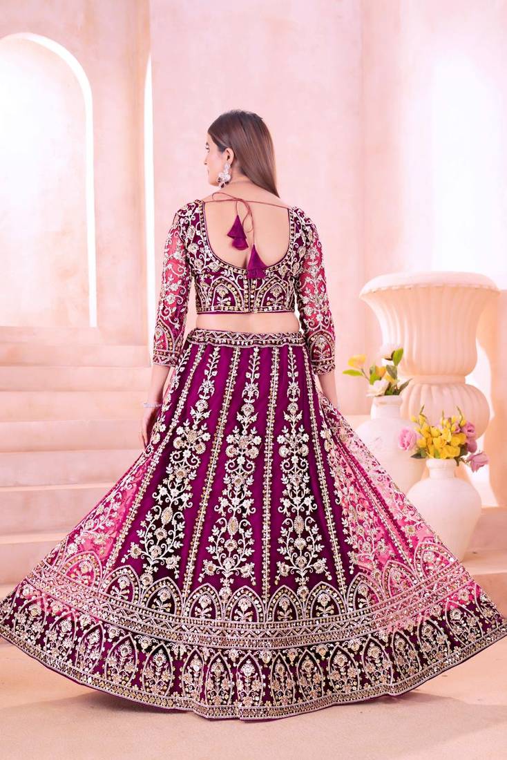 wine bridal lehenga