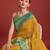 yellow silk blend banarasi jacuard work saree with unstitched blouse piece
