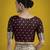 Maroon silk blend jacuard work saree with unstitched blouse piece