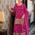 Trendmalls women's pink star georgette embroidery sequence work kurta palazzo with dupatta set