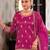 Trendmalls women's pink star georgette embroidery sequence work kurta palazzo with dupatta set