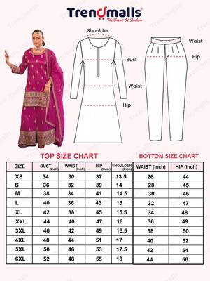 Trendmalls women's pink star georgette embroidery sequence work kurta palazzo with dupatta set 5