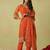 Trendmalls women's orange art silk embroidery sequence work kurta pant with dupatta set for women