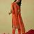 Trendmalls women's orange art silk embroidery sequence work kurta pant with dupatta set for women