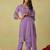 Trendmalls women's purple art silk embroidery sequence work kurta pant with dupatta set for women