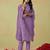 Trendmalls women's purple art silk embroidery sequence work kurta pant with dupatta set for women