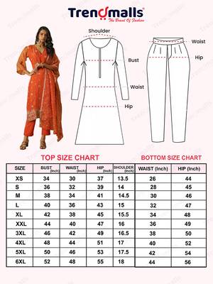 Trendmalls women's orange art silk embroidery sequence work kurta pant with dupatta set for women 6