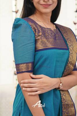 Firozi jaquard kanchi cotton v neck kurti dupatta set 3