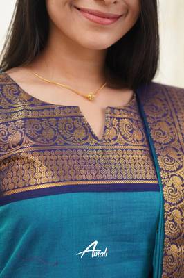 Firozi jaquard kanchi cotton v neck kurti dupatta set 4