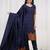 Blue jaquard kanchi cotton v neck kurti dupatta and pant  set
