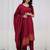 Maroon jaquard kanchi cotton v_neck kurti dupatta and pant  set