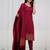 Maroon jaquard kanchi cotton v_neck kurti dupatta and pant  set