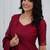 Maroon jaquard kanchi cotton v_neck kurti dupatta and pant  set