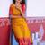 Yellow jaquard kanchi cotton v neck kurti dupatta set